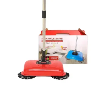 Hand-Push Floor Sweeper with 360-Degree Rotating Cleaning Brush