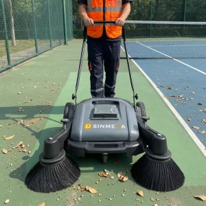 Hand-Push Walk-Behind Floor Sweeper for Streets, Tennis Courts, Parking Lots, and Rubber Surfaces
