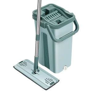 Hand-Wash Flat Mop with Squeeze Bucket
