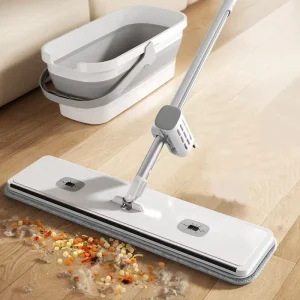 Hand Washing 32CM Large Flat Mop Household 360° Rotary Mops Dual use Manual Floor Mops With Bucket
