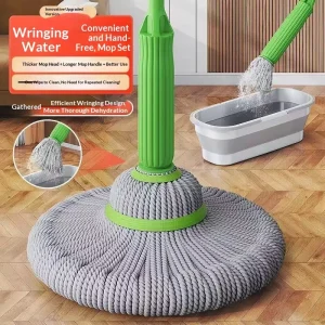 Hand free Eco Friendly Rotating Microfiber Stainless Steel Telescopic Self Wringing High Dehydration Rate Lightweight Quick