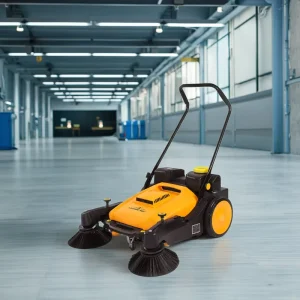 Handheld Manual Walk-Behind Road Sweeper Floor Scrubber Vacuum with Water Spray for Farm Cleaning