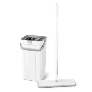 Hands-Free Clean and Dirty Water Separation Stainless Steel Pole Microfiber Flat Mop Bucket Set
