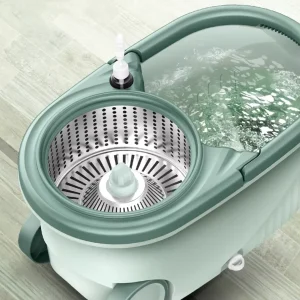 Hands-Free Dual-Zone Spin Mop and Bucket Set with Wheels