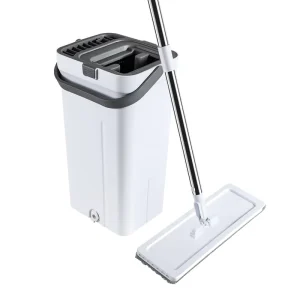 Hands-Free Flat Mop and Bucket Set with Microfiber Floor Cleaning Mop