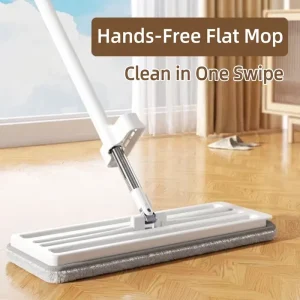 Hands Free Flat Mop with Built In Wringer No Hand Wash Self Cleaning Floor Mop for Home