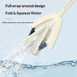 Hands-Free Folding Sponge Mop with Stainless Steel Handle, Water-Absorbing