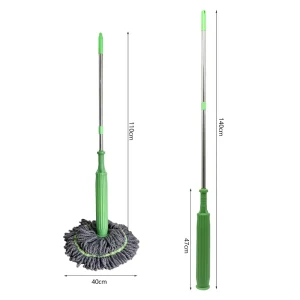 Hands Free Four Side Wringing Lightweight Microfiber Floor Mop Extendable Steel Pole 80 90% Dehydration Rate for Household