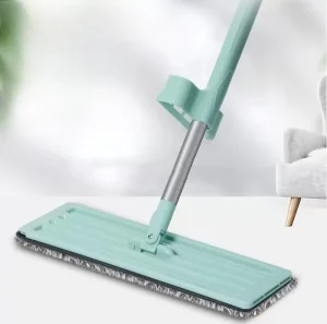Hands-Free Microfiber Flat Dust Mop with 360-Degree Rotation and Washing Function