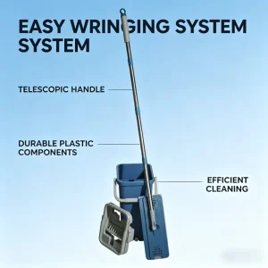 Hands-Free Microfiber Flat Mop with 360-Degree Rotating Head for Floor and Window Cleaning