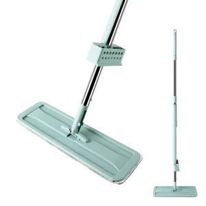 Hands-Free Microfiber Flat Mop with Stainless Steel Pole