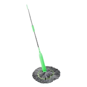 Hands-Free Rotating-Head Mop with Absorbent Microfiber Head, Wet and Dry Cleaning, and Telescopic Handle