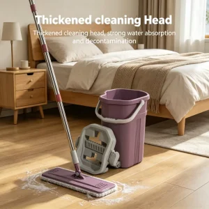 Hands-Free Rotating Microfiber Mop with Dirty-Water Separation