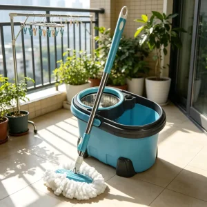 Hands-Free Rotating Mop Bucket with Dual-Drive Spin-Drying Figure-Eight Mop Set