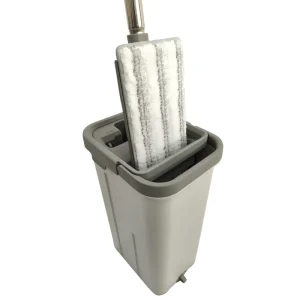 Hands-Free Scratch-Resistant Flat Mop and Bucket Set with 2 Mop Pads