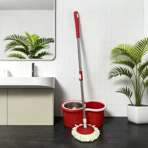 Hands-Free Spin Mop and Bucket Set with Microfiber Head for Tile and Wood Floors
