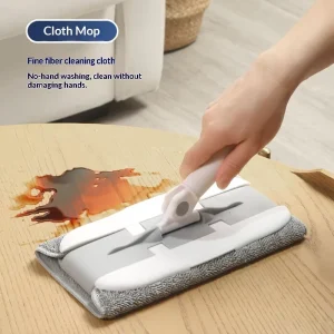 Hands-Free Three-in-One Wet & Dry Dual-Use Lightweight Cotton Thread Flat Mop for Household Floor Cleaning