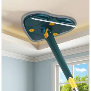 Hands-Free Triangle Flat Mop with 360-Degree Rotation, Self-Wringing, Antibacterial Reusable Head, and Telescoping Handle