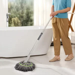 Hands-Free Twist Mop and Bucket System with Rotating Microfiber Mop and Efficient Wring Design