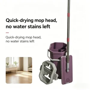 Hands free 360 Floor Cleaner Microfiber Flat Squeeze Mop With Stainless Steel Handle Washable Pads