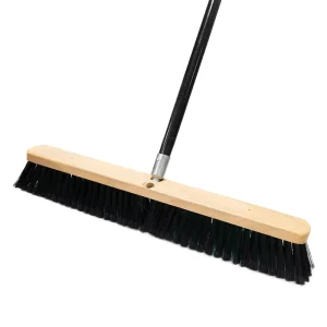 Heavy-Duty 18- and 24-Inch Push Broom with Rough Bristles for Industrial and Outdoor Floor Cleaning No. 6401