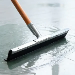 Heavy-Duty 24-Inch Stainless Steel Floor Squeegee with Wood and Rubber Components for Hospitals and Schools