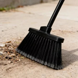 Heavy Duty All-Black Outdoor Floor Sweeping Brush for Construction Sites and Commercial Cleaning