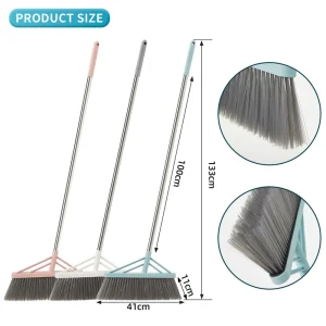 Heavy-Duty Broom With Long Handle Floor Brush and Wiper for Home and Office Cleaning