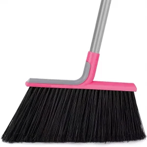 Heavy-Duty Broom with 58-Inch Long Handle for Home, Garage, Kitchen, Office, Courtyard, Lobby, Lawn, and Concrete