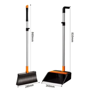 Heavy-Duty Cleaning Broom and Dustpan Set with Wide Sweeping Area