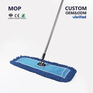 Heavy Duty Cotton & Steel Yarn Commercial Flat Mop Long Handle Wet Dry Cleaning for Hospitals Hotels Floor Cleaning