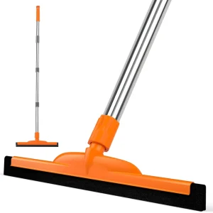 Heavy Duty Eco Friendly Floor Squeegee with Long Handle Foam Head Water Wiper for Garage Shower Tile & Concrete for Cleaning
