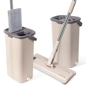 Heavy-Duty Floor Cleaning Mop Set Spin Bucket System Stainless Steel Handle Household and Commercial Use