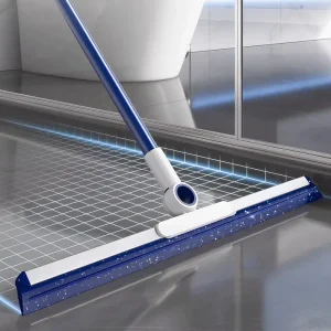 Heavy Duty Floor Squeegee With Long Handle TPE Rubber Blade For Tile Floors Kitchen Bathroom