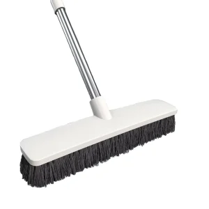 Heavy Duty Floor Sweeping Broom with Stiff Bristles, Long Handle, and Plastic Brush Head