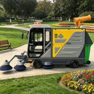 Heavy Duty Four Wheel Ride on Street Sweeper 20000㎡ h Outdoor Road Vacuum Sweeping Machine with Water Spray