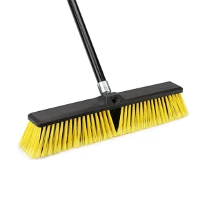 Heavy-Duty Garden Push Broom with Stiff Plastic Brush and Long Handle