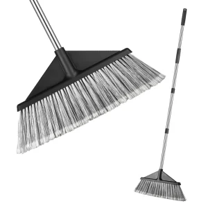 Heavy-Duty Indoor and Outdoor Broom with Unflagged Bristles for Home, Kitchen, Garage, and Lobby