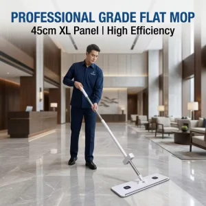 Heavy Duty Industrial Grade Eco Friendly Microfiber Flat Mop Double Squeegee System 2 Mopheads Included Professional Floor Care
