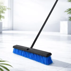 Heavy Duty Industrial Push Broom with Stiff Green Bristles Commercial Floor Cleaning Tool for Warehouse Factory Facility Us