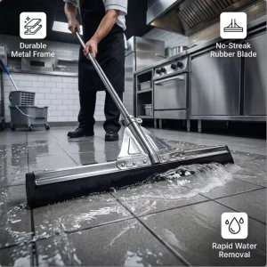 Heavy Duty Iron Floor Cleaning Wiper Stainless Steel Handle Squeegee for Efficient Cleaning