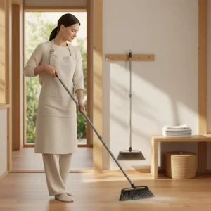 Heavy Duty Plastic Broom with Metal Handle, Unflagged Medium Bristles, 90 cm, Outdoor and Home Use