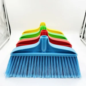 Heavy-Duty Plastic Floor Broom with Dustpan and Wooden Handle