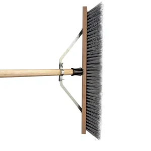 Heavy-Duty Push Broom with Wooden Handle and Stiff Gray Nylon Bristles for Outdoor, Garage, Patio, Deck, and Warehouse Floors