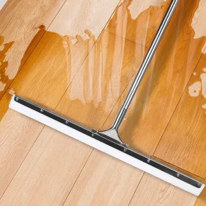 Heavy-Duty Stainless Steel Floor Squeegee with White Silicone Blade for Factory and Hospital Floors