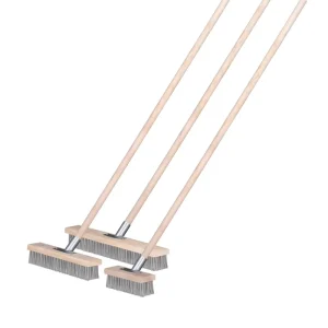 Heavy Duty Wire Broom with 46 Inch Wood Handle and Stiff Metal Wire Brush for Patio, Deck, Garden and Concrete