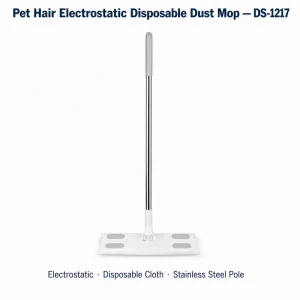 High-Absorbency Hands-Free Flat Mop with Automatic Squeeze Bucket and Detachable Steel Pole