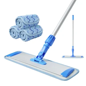 High Capacity Rotatable Durable Microfiber Flat Mop Hook-and-Loop Fastener Aluminum Alloy Flat Mop Head for Indoor Cleaning