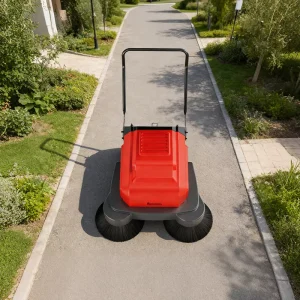 High-Capacity Walk-Behind Floor Sweeper for Property and Farm Use