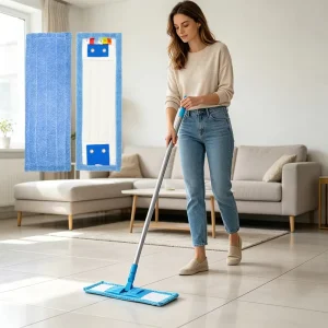 High-Density Microfiber Mop Cloth Refill Washable Reusable Rectangle Pad with Self-Wringer for Manual Flat Mop